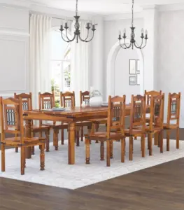 SouthStyle Solid Wood 10 Seater Dining Table Set (Honey Finish)