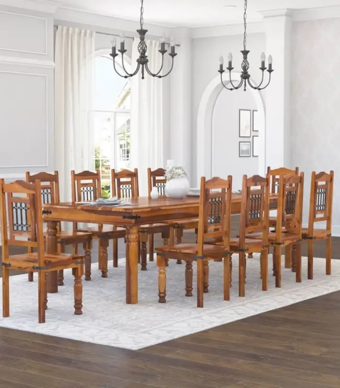 SouthStyle Solid Wood 10 Seater Dining Table Set (Honey Finish)