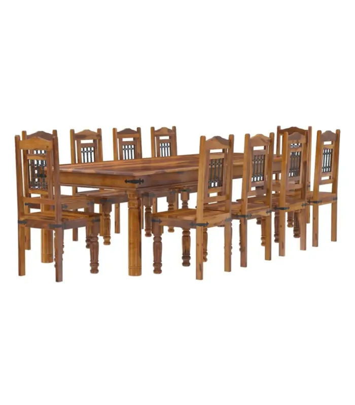 SouthStyle Solid Wood 10 Seater Dining Table Set Honey Finish 02