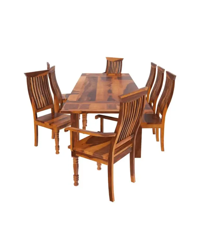 Varnix Solid Wood 8 Seater Dining Table Set with Extensions Honey Finish 02