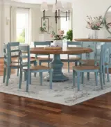 Tonway Solid Wood 8 Seater Dining Table Set (Two Tone Blue)