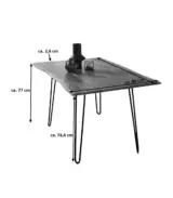 Gin Compact Live Edge Solid Acacia Wood Dining Table with Walnut Finish and Black Hairpin Frame – 80 x 80 cm  4-Seater Table - Image 3