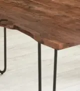Gin Compact Live Edge Solid Acacia Wood Dining Table with Walnut Finish and Black Hairpin Frame – 80 x 80 cm  4-Seater Table - Image 4