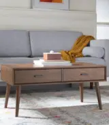 Foerster Solid Wood Coffee Table with 2 Drawers – Rectangular Storage Table for Living Room