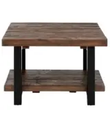 Lumo Metal and Solid Wood Square Coffee Table with Bottom Shelf – Rustic Industrial Center Table - Image 4