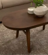 Reet Oval Solid Wood Coffee Table with Tapered Legs – Walnut Finish for Living Room - Image 2