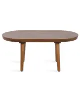 Reet Oval Solid Wood Coffee Table with Tapered Legs – Walnut Finish for Living Room - Image 6