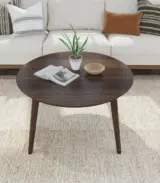 Limo Round Solid Wood Coffee Table with Tapered Legs – Mid-Century Circular Living Room Center Table - Image 3