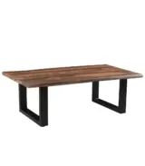 Nord Sheesham Wood Live Edge Top Coffee Table With Metal Base – Honey Finish - Image 2