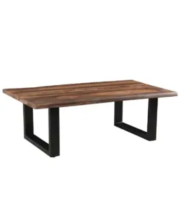 Sheesham Wood Live Edge Top Coffee Table With Metal Base – Honey Finish 2