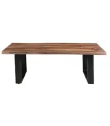 Nord Sheesham Wood Live Edge Top Coffee Table With Metal Base – Honey Finish - Image 3