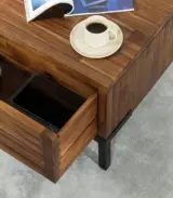 Fatle Solid Acacia Wood Coffee Table With Storage – Rustic Chestnut Finish - Image 6