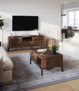 Fatle Solid Acacia Wood Coffee Table With Storage – Rustic Chestnut Finish - Image 3