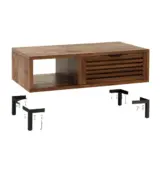 Fatle Solid Acacia Wood Coffee Table With Storage – Rustic Chestnut Finish - Image 5