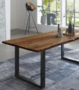 Premium Solid Acacia Wood Dining Table: The Live Edge 8-Seater