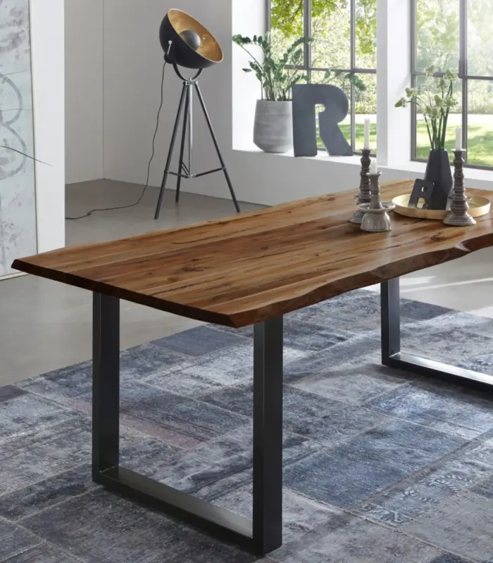 Premium Solid Acacia Wood Dining Table: The Live Edge 8-Seater