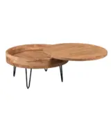 Clasy Solid Acacia Wood Round Coffee Table With Lift Top Storage - Image 3