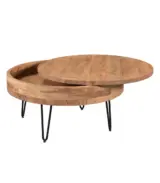 Clasy Solid Acacia Wood Round Coffee Table With Lift Top Storage - Image 4