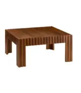 Hulk Solid Acacia Wood Square Coffee Table With Slatted Legs – Walnut Finish - Image 2