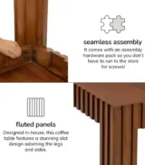 Hulk Solid Acacia Wood Square Coffee Table With Slatted Legs – Walnut Finish - Image 7