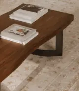 Chichi Solid Sheesham Wood Live Edge Coffee Table With Metal Sled Base – Natural Finish - Image 2