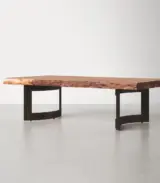 Chichi Solid Sheesham Wood Live Edge Coffee Table With Metal Sled Base – Natural Finish - Image 4