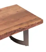 Chichi Solid Sheesham Wood Live Edge Coffee Table With Metal Sled Base – Natural Finish - Image 5