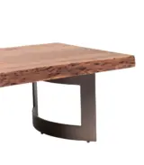 Chichi Solid Sheesham Wood Live Edge Coffee Table With Metal Sled Base – Natural Finish - Image 6