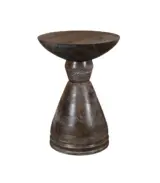 Elive Mango Wood Round Shaped Side Table – Grey Finish - Image 2