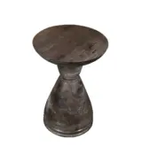 Elive Mango Wood Round Shaped Side Table – Grey Finish - Image 3