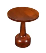 Dipi Lamp Style Mango Wood Round Shaped Side Table – Walnut Finish - Image 2