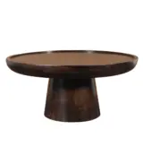 Torrish Mango Wood Round Shaped Coffee Table – Black Finish - Image 2
