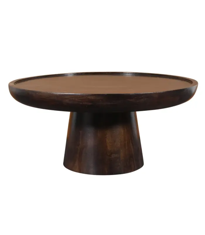 Orvik Mango Wood Round Shaped Side Table – Dark Finish 2