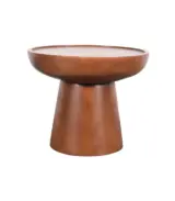 Orvik Mango Wood Round Shaped Side Table – Walnut Finish