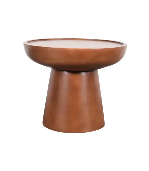 Orvik Mango Wood Round Shaped Side Table – Walnut Finish