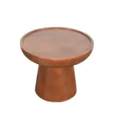 Orvik Mango Wood Round Shaped Side Table – Walnut Finish