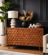 Aulish Solid Acacia Wood Sideboard – Dark Brown Finish