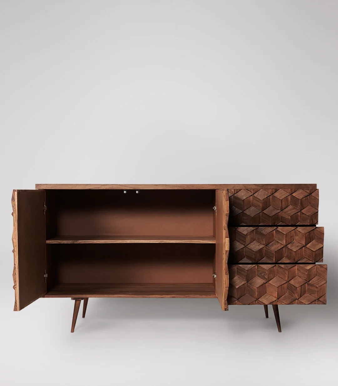 Aulish Solid Acacia Wood Sideboard – Dark Brown Finish 2