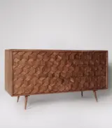 Aulish Solid Acacia Wood Sideboard – Dark Brown Finish - Image 3