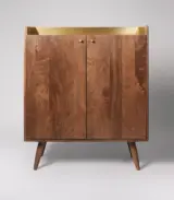 Ferisco Mango Wood And Brass Cabinet – Light Brown Finish - Image 2
