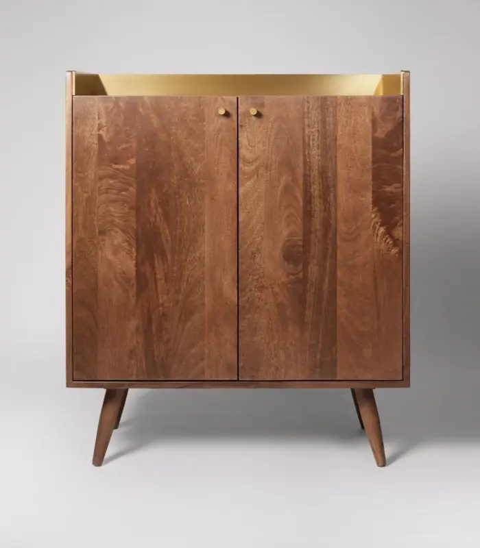 Ferisco Mango Wood And Brass Cabinet – Light Brown Finish 3