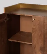 Ferisco Mango Wood And Brass Cabinet – Light Brown Finish - Image 3