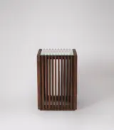 Rollet Acacia Wood With Glass Top Square Shaped Side Table – Dark Brown Finish - Image 2