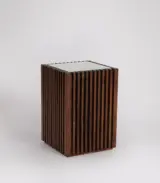 Rollet Acacia Wood With Glass Top Square Shaped Side Table – Dark Brown Finish - Image 3