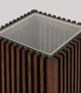 Rollet Acacia Wood With Glass Top Square Shaped Side Table – Dark Brown Finish - Image 4
