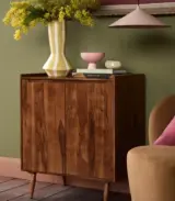 Sourthan Solid Acacia Wood Cabinet – Dark Brown Finish