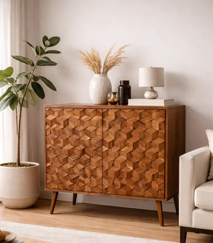 Torish Solid Acacia Wood Sideboard – Dark Brown Finish 1