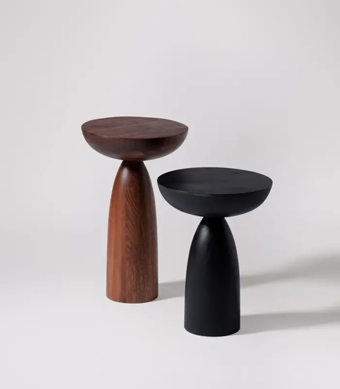 Troy Mango Wood Round Shaped Set Of Two Side Tables – Dark Brown And Black Finish 2