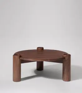 henlie mango wood round shaped coffee table dark brown finish 2