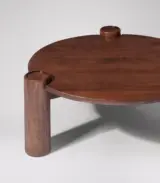 Henlie Mango Wood Round Shaped Coffee Table – Dark Brown Finish - Image 3